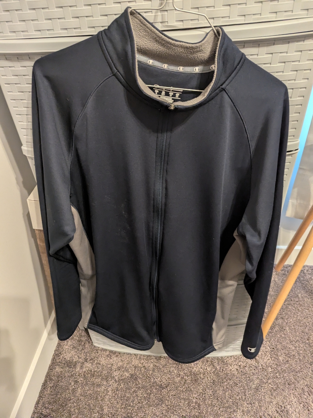 Champion Men's Black Performance Full-Zip Jacket with Gray Panels